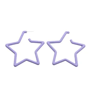 Pendientes de aro de estrella violeta para mujer, aretes de pentagrama acrílico mate geométrico.