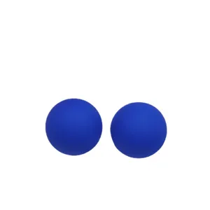 Minimalist matte blue spherical ball stud earrings for women, chic daily Korean style jewelry.