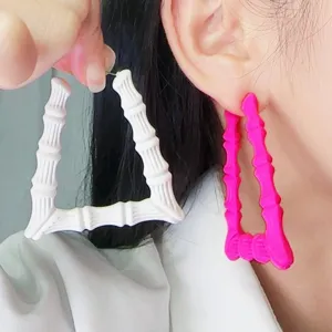 Minimalistisch Acryl Dreieck Bambus Ohrstecker Bunte Geometrische Ohrringe Mode Schmuck Geschenk Für Damen