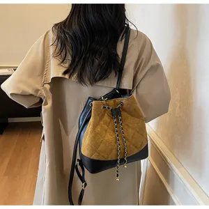 Elegante borsa a secchiello da donna, grande capacità in pelle PU tracolla zaino per lavoro.