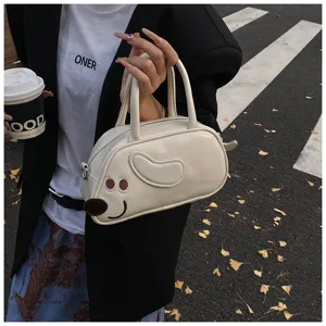 Schicke Dachshund Design Bowling Tasche, modische PU Leder Umhängetasche für Alltag und Herbst.
