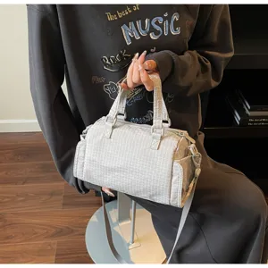 Casual minimalistische grijze geometrische schoudertas voor dames stijlvolle handtas voor dagelijks