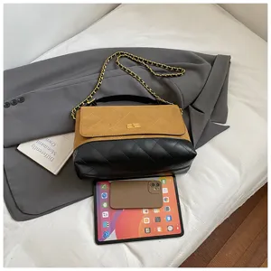 Quilted leather crossbody bag detail showcasing chain strap, turn-lock and premium texture.