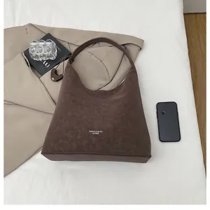 Vintage braune Wildleder Hobo Umhängetasche, große Kapazität lässige Tragetasche für Damen.