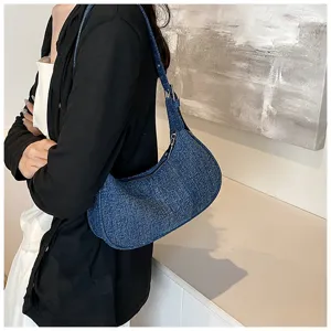 Women denim underarm bag casual hobo shoulder bag vintage style daily messenger purse