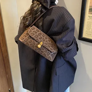 Vintage Leo Muster Schultertasche Damen Unterarmtasche Retro Chic Handtasche Tasche