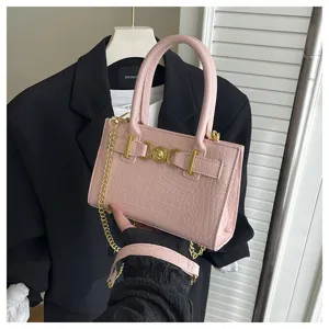 Roze krokodillenpatroon handtas elegante schoudertas crossbody tas voor dames dagelijkse mode