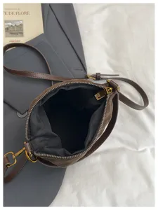 Bolso cubo de ante marrón para mujer bolso cruzado de hombro casual elegante diario chic