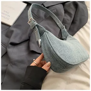 Chic denim underarm bag, stylish casual shoulder and crossbody handbag for women.