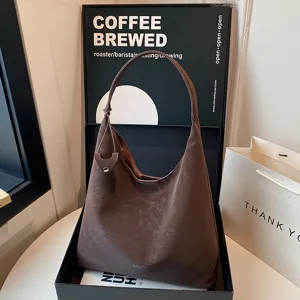 Retro Wildleder Groß Kapazität Umhängetasche Damen Casual Tote Tasche Herbst Winter Mode Hobo Achseltasche Pendler Tasche