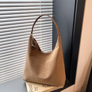 Vintage braune Wildleder Tasche grosse Kapazitaet Schultertasche Retro Damentasche Shopper