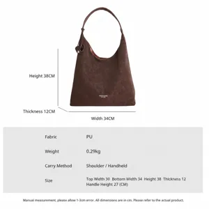 Vintage Wildleder Textur Große Kapazität Umhängetasche Retro Hobo Shopper Tasche Herbst