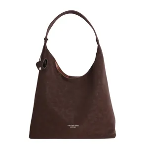 Retro braune matte Wildleder Hobo Schultertasche, grosse Kapazitat Herbst Mode Umhangetasche.