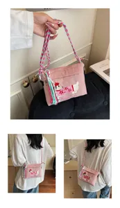 Japanischer Stil süßer bestickter Dackel Nylon Umhängetasche lässige tägliche Schultertasche