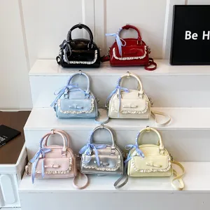 Spring summer fashion mini handbag shoulder crossbody bag with lace bow multi color options