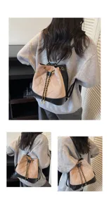 Stiloso zaino secchiello donna borsa a tracolla casual grande capacità moda pelle PU