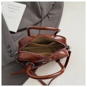 Retro Lackleder Bowling Tasche Damen vielseitige Freizeit Umhaengetasche Handtasche.