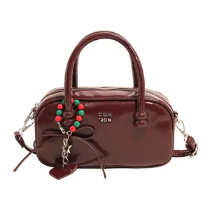 Retro Lackleder Bowling Tasche Damen Nische Design stilvolle Handtasche Umhängetasche