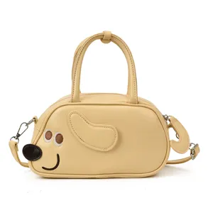 Niedliche Dackel Bowlingtasche PU Leder Schultertasche lässige Handtasche für Alltag