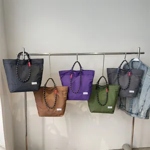 Autumn winter plaid tote bag large capacity casual shoulder bag canvas handbag for daily use