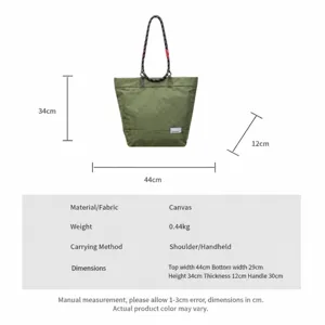 Casual green checkered tote bag large capacity canvas shoulder bag fashion handbag for women