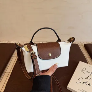 Pequeño bolso cruzado de mujer blanco y marrón de piel sintética con asa bolso de hombro elegante