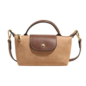 Elegante bolso bandolera de ante para mujer, bolso de mano moderno con asa para otoño.