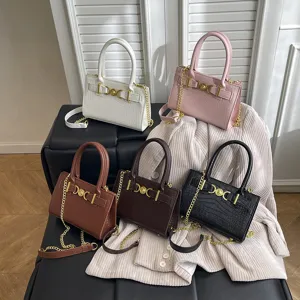 Stijlvolle grote handtas met krokodillenmotief, elegante schoudertas voor dames.