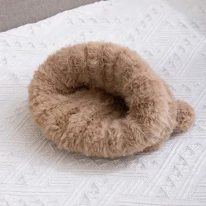 Cute kids plush bear ear hat autumn winter warm windproof cozy brown furry children cap
