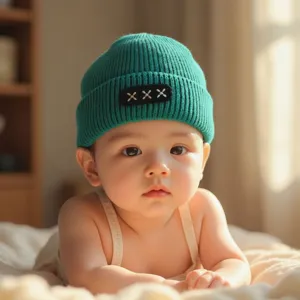 Children winter knitted beanie cute baby warm cap cozy pull-on toddler headwear stylish