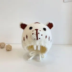 Cute infant winter plush warm ear-flap knitted hat for baby boys and girls toddler cap.