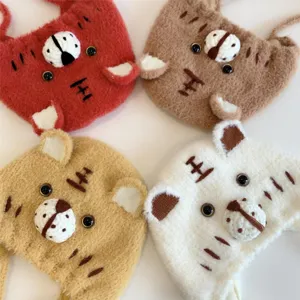 Cute plush baby winter hat, warm fleece infant pullover cap with ear protection ears.