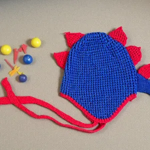 Bonito gorro de punto de dinosaurio para niños con lana cálida y púas, gorro de invierno.