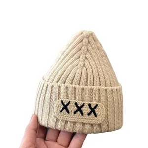 Baby knit beanie winter warm hat infant toddler cute cozy soft cap main display view