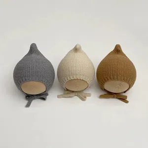 Bonnet tricoté bébé nouveau-né automne hiver mignon pointu bonnet doux chaud détail vue