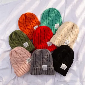 Women's Winter Warm Knit Beanie Hat Thickened Solid Color Cable Knit Cuff Skull Cap Casual Fashion Outdoor Cold Weather Hat