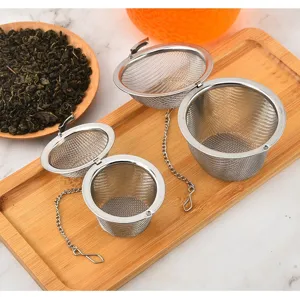 Edelstahl Teeei Gewürzkugel mit Kette für losen Tee Kräuter und Küchen Gewürzsieb Filter.