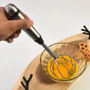 Batidor manual de acero inoxidable con mango ergonomico, herramienta de reposteria esferica.