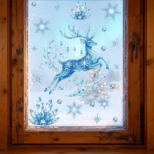 Christmas winter ice deer crystal snowflake electrostatic window glass sticker decoration