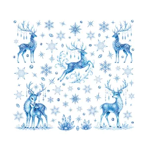 Pegatinas de ventana de ciervo de Navidad azul decoracion de cristal de copo de nieve