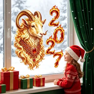 2027 Year of the Sheep Window Sticker Christmas New Year Glass Decals Festive Home Decor