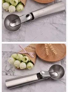 Stainless steel ice cream scoop trigger ice ball maker metal kitchen dessert tool