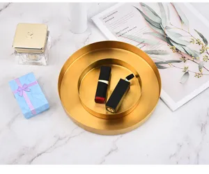 Nordisch minimalistisch Luxus goldene Edelstahl runde Aufbewahrungsablage für Kosmetika.
