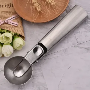 Stainless Steel Ice Cream Scoop With Trigger Spring Release Metal Fruit Baller Melon Scooper Kitchen Gadget
