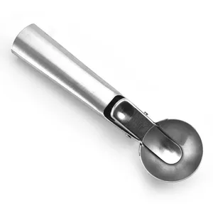 Stainless steel ice cream scoop with trigger release mechanism for baking tools.
