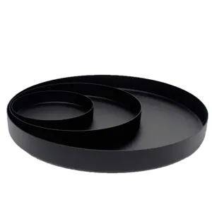 Schwarze Metall-Aufbewahrungstablett 3er Set, minimalistisches Design für Zuhause.