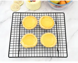 Black wire cooling rack for baking, sturdy metal cooling grid for bread, cakes and pastries.