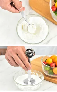 2-in-1 stainless steel coffee tamper and measuring spoon kitchen tool for powder press.
