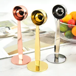 Stainless Steel Coffee Tamper And Measuring Spoon Dual Purpose Standable Espresso Coffee Powder Press Tool Kitchen Gadget