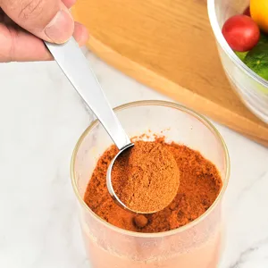 Stainless steel 2-in-1 coffee tamper and measuring spoon kitchen tool for powder spices.
